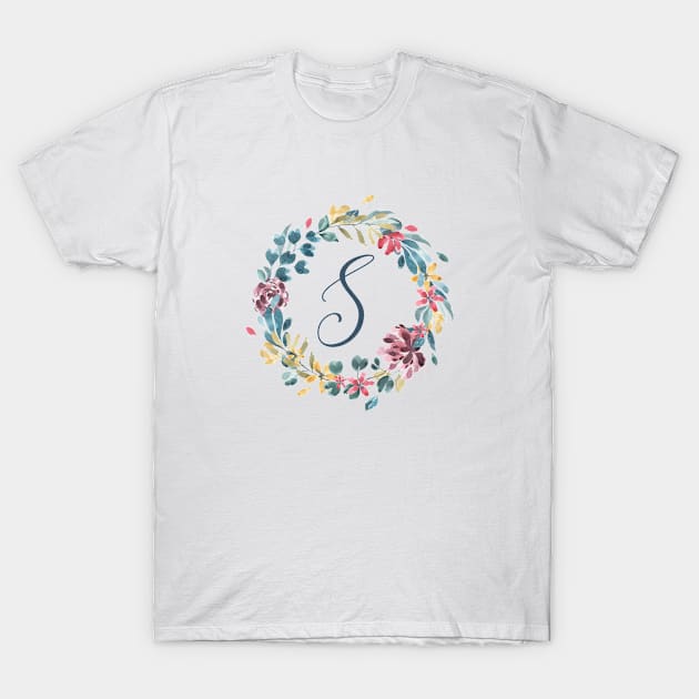 Floral Monogram S Colorful Full Blooms T-Shirt by floralmonogram